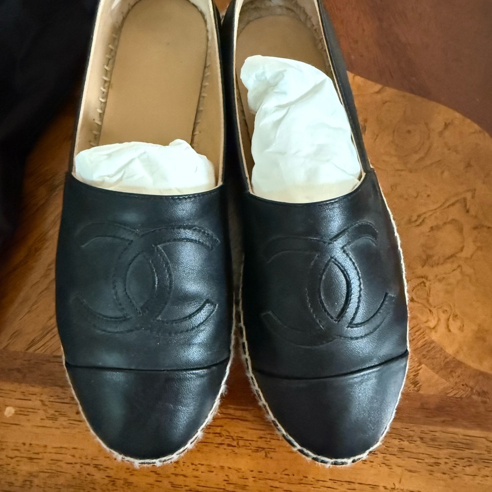 Chanel Black Espadrille Flats